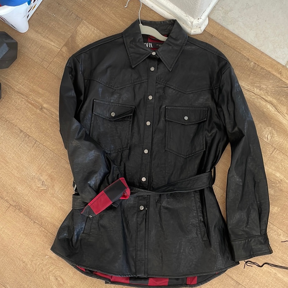 Zara leather buttoned shirt